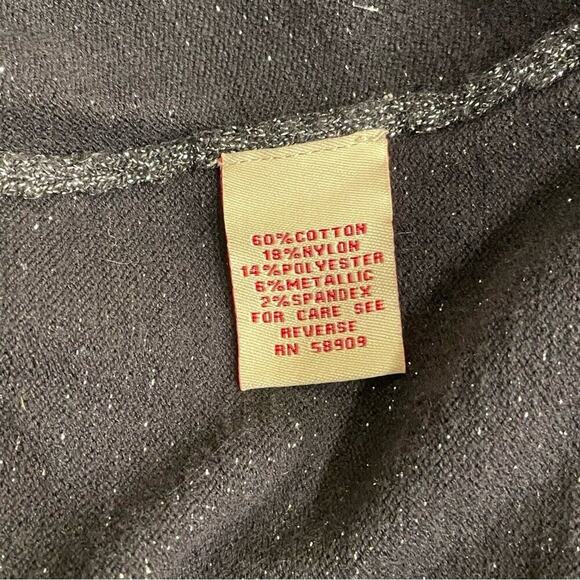 REBA - BLACK & SILVER METALLIC LONG SLEEVE WRAP SWEATER SZ L - Picture 7 of 7